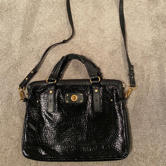 patent leather laptop bag